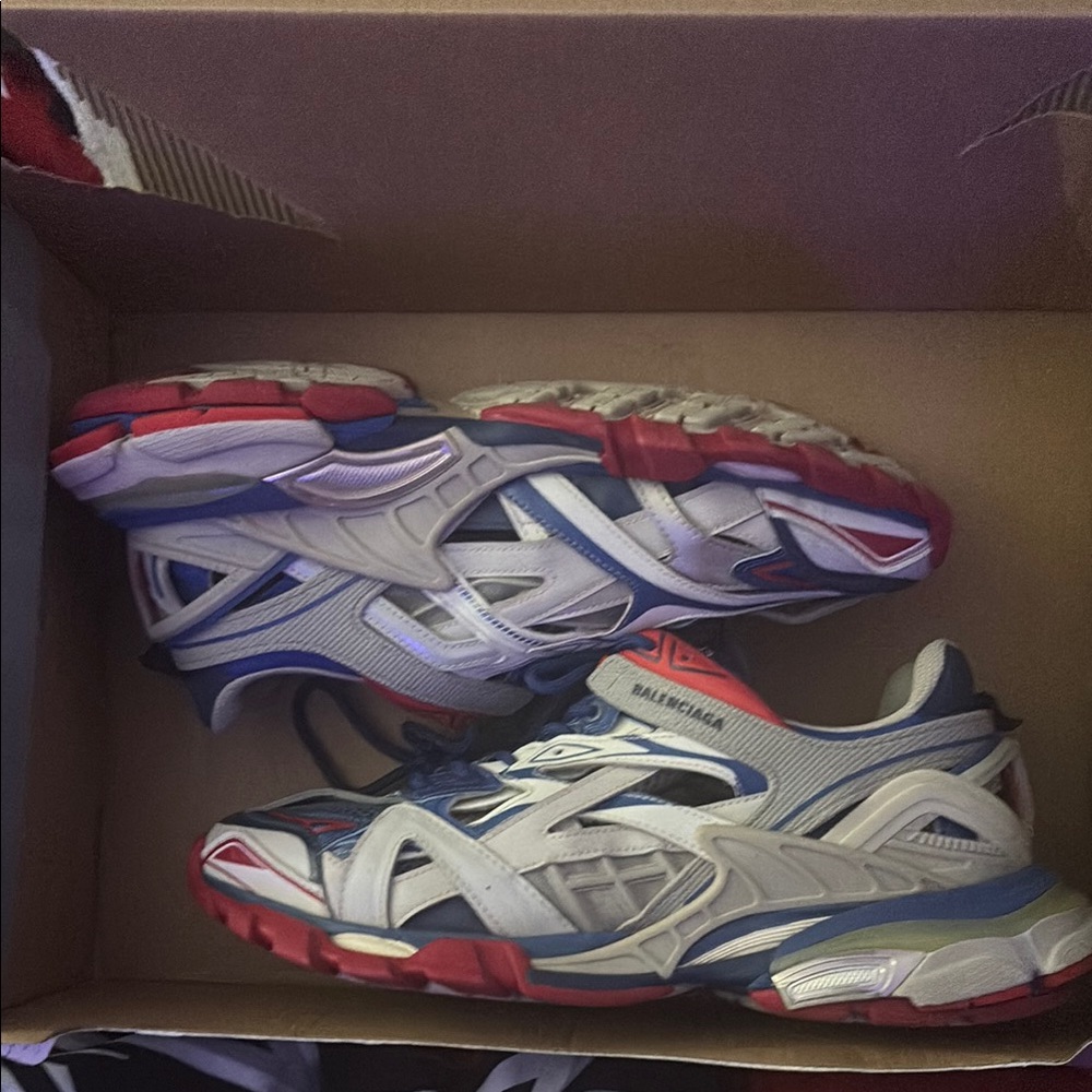 Balenciaga Red and Blue Athletic Shoes